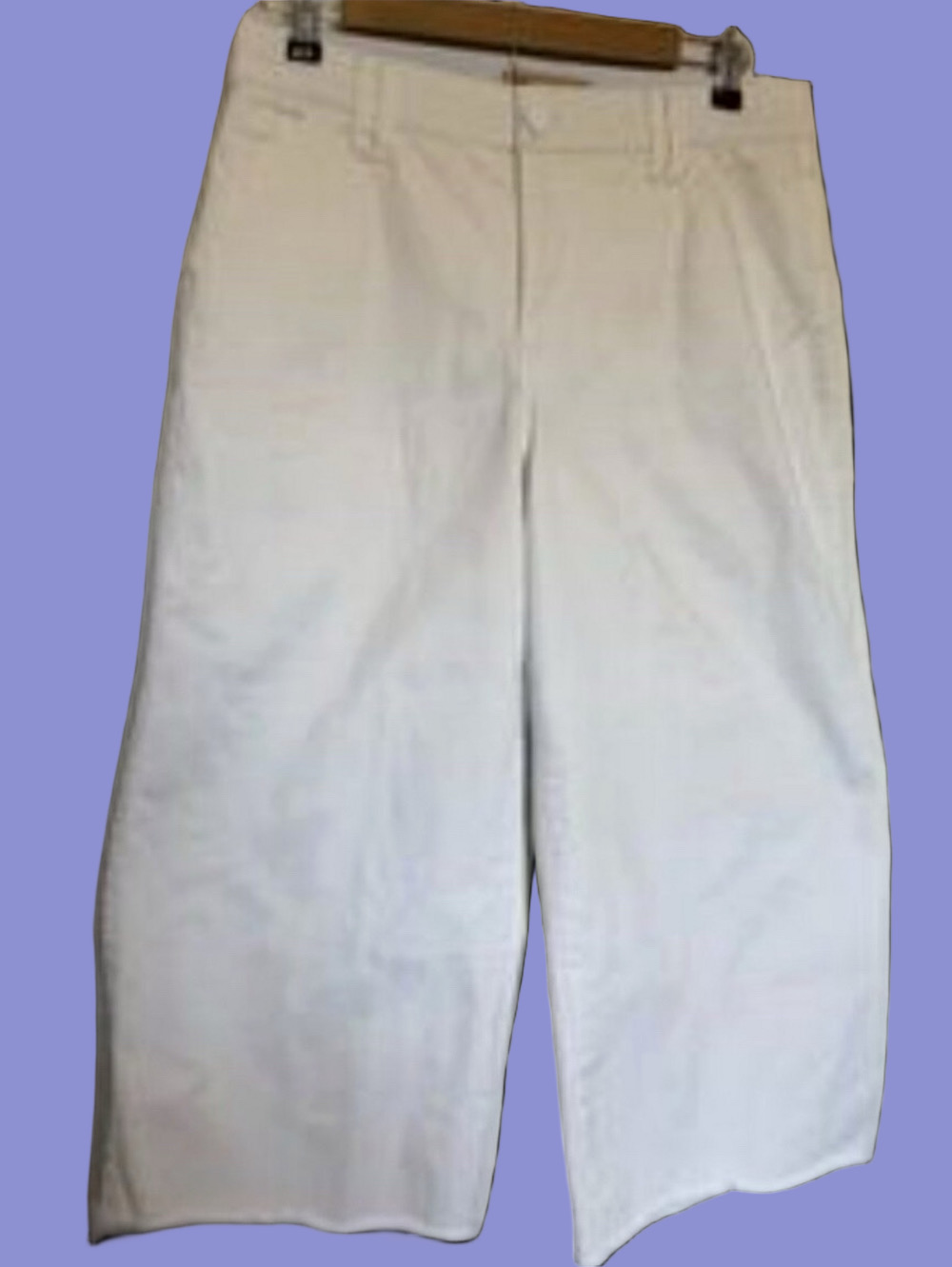 Democracy White Wide Leg, Cropped, Raw Hem Jeans
